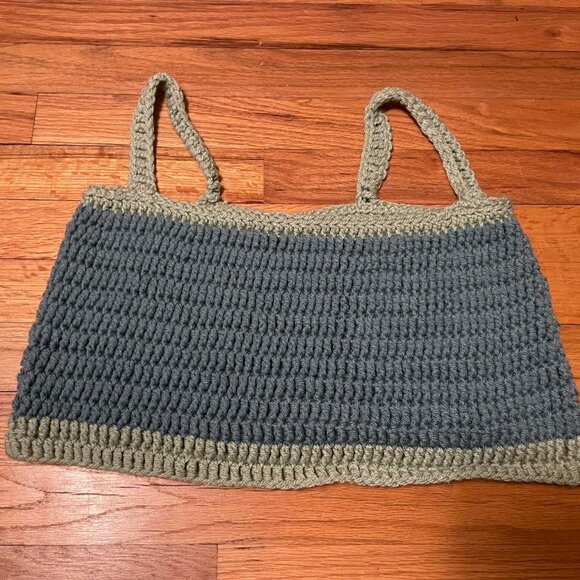 Crochet handmade bralette baby top in blue and green... - Picture 1 of 4